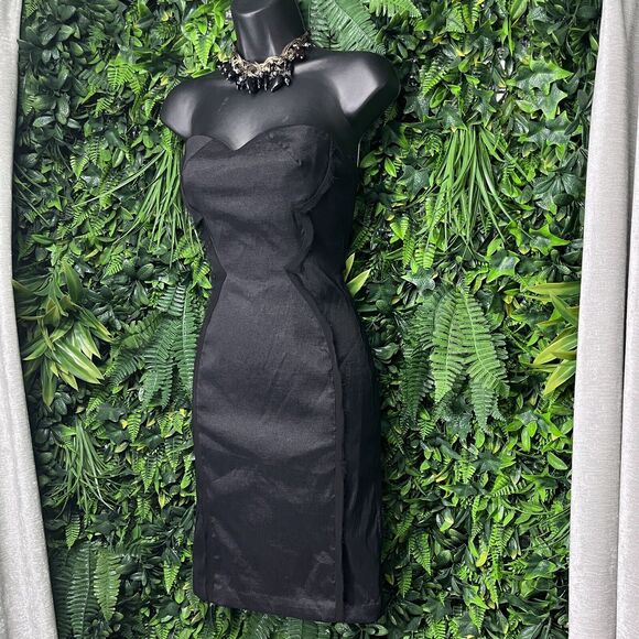 ZAC POSEN Z SPOKE Dress Women 0 Black Strapless Mini Cocktail Party Bodycon 2056 - Picture 1 of 9